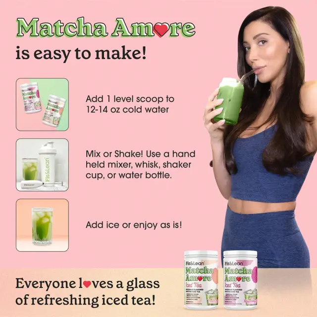 Fit & Lean Matcha Amore - Iced Tea Raspberry Iced Tea, 30 Servings 3