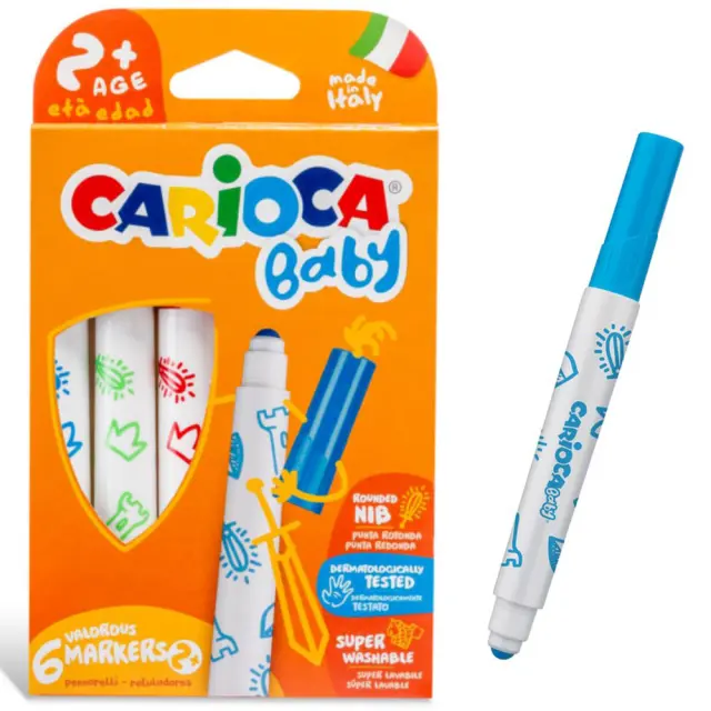 Carioca Baby 2+ Πλενόμενοι Μαρκαδόροι Ζωγραφικής Χονδροί σε 6 Χρώματα/ 239.428136 (Carioca)