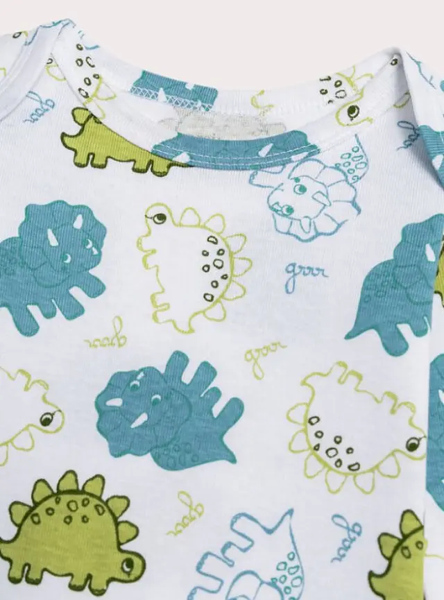Σετ Βρεφικά Φορμάκια για Αγόρια Baby Dinos 2 τμχ ΛΕΥΚΟ 3