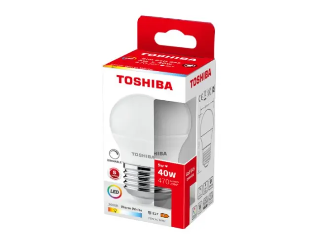 Toshiba LED G45 E27 5W 3000K Dimmable (DELS-GF3400527DE51)