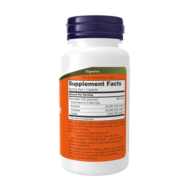 Now Foods Pancreatin 2000 - Digestive Support 100 Capsules 2