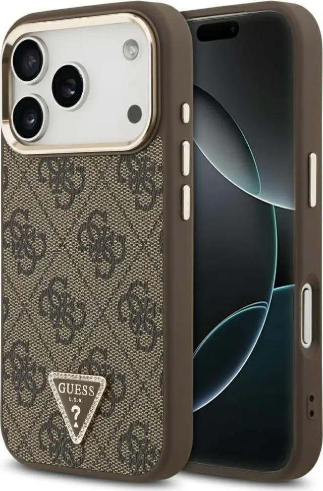Guess PU Fixed Glitter 4G Metal Logo Case for iPhone 17 Pro Black