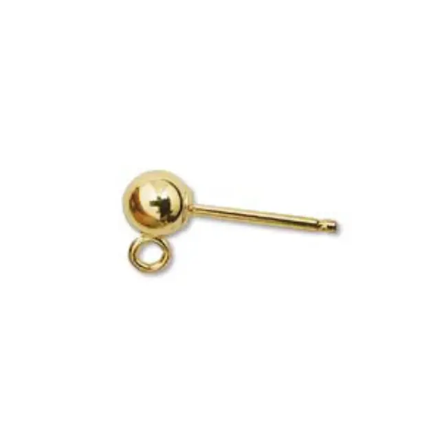 Σκουλαρίκι Καρφάκι 13x6mm Gold Filled 14K με Μπίλια Ø4mm + Κρίκο - 2τεμ