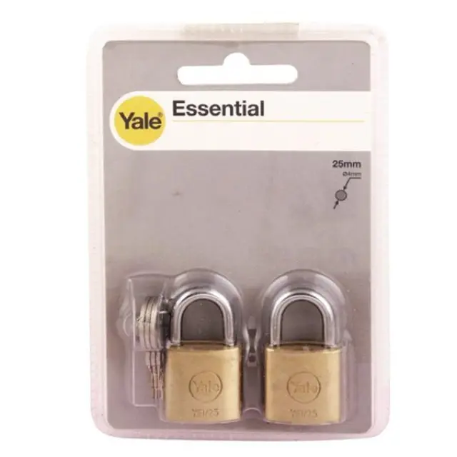 Λουκέτο Βαρέως Τύπου 40mm Μπρούτζος YALE ESSENTIAL Σετ 2Τμχ