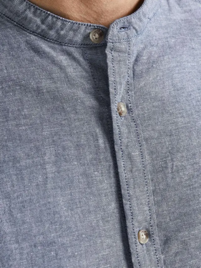 JJESUMMER BAND SHIRT L/S S22 NOOS Faded Denim 2