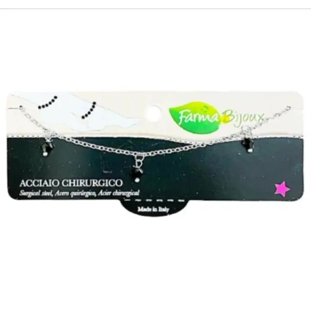 Farma Bijoux Γυναικεία Επιχρυσωμένη Αλυσίδα Χεριού με 5 Μαύρες Swarovski Πέτρες
