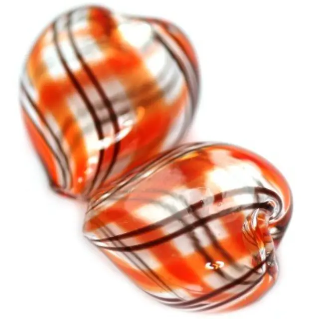 Χάντρα Γυάλινη Κούφια Heart Red Black ~22x20mm - 2τεμ