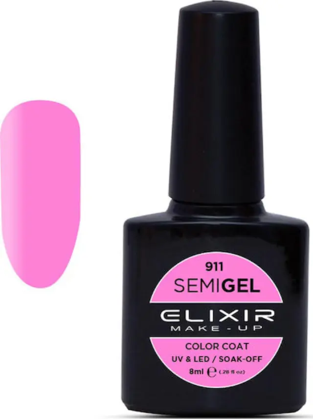 Elixir Ημιμόνιμο Βερνίκι Νυχιών Semi Gel 911 Cerise 8ml