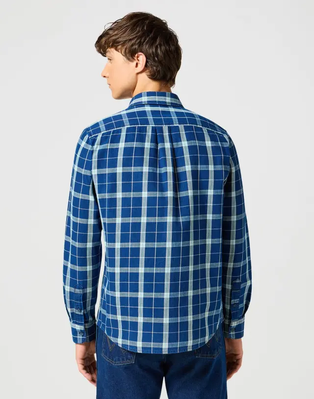 Wrangler Ανδρικό Πουκάμισο Καρό Μακρυμάνικο 112357231 Βαμβακερό Regular-Fit – Green Indigo - XXL 2