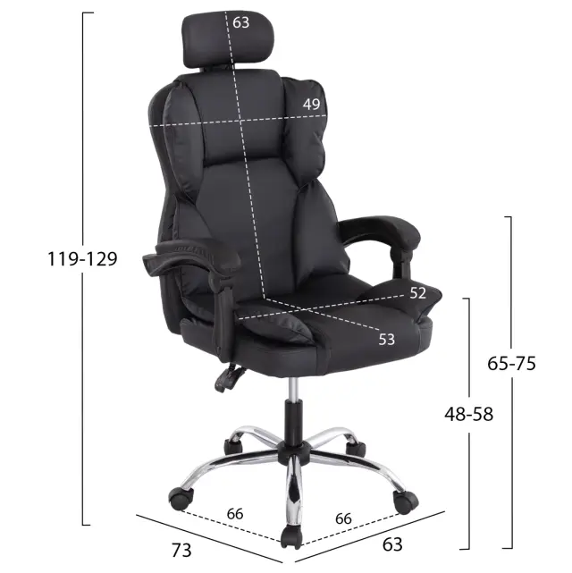 ΚΑΡΕΚΛΑ ΓΡΑΦΕΙΟΥ FB91202 ΜΑΥΡΟ PVC & NYLON-ΜΕΤΑΛ.ΧΡΩΜΙΟ ΒΑΣΗ 63x73x129Υεκ 2