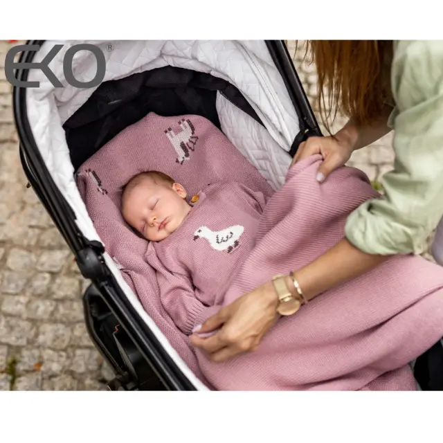 Ekokids Βρεφική Κουβέρτα Αγκαλιάς Πλεκτή Βαμβακερή 80x100cm Beige Fox 3