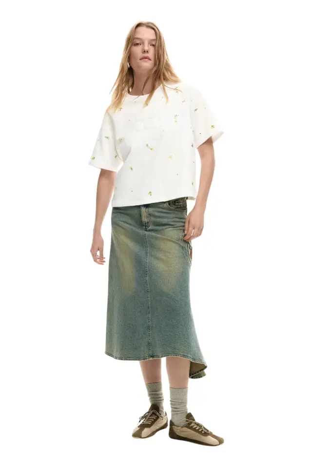 Desigual - Γυναικεία Κοντομάνικη Μπλούζα T-shirt Oporto 26SWTK09-1001 Λευκό 3