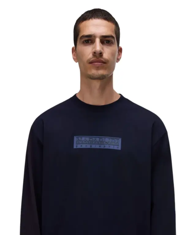 Napapijri - Ανδρικό T-Shirt S-Box Logo NP0A8BC5-176 Μπλε Ναυτικό - S