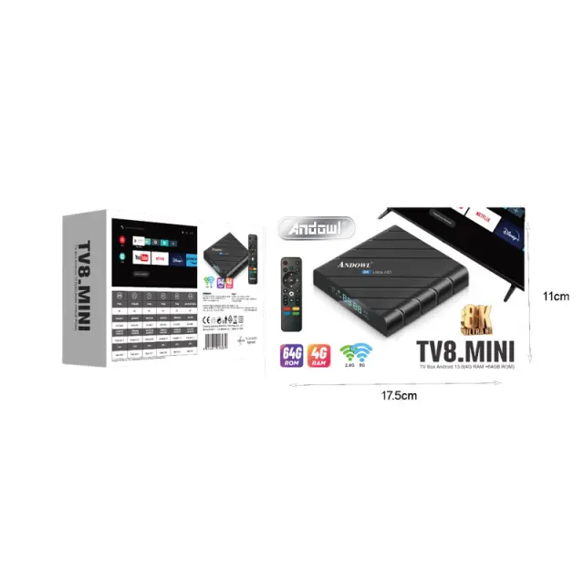 Andowl TV8.Mini Box8K GPU 4GB RAM και 64GB Αποθηκευτικό Χώρο με Λειτουργικό Android 13.0 - TV8.Mini Box 075716 2