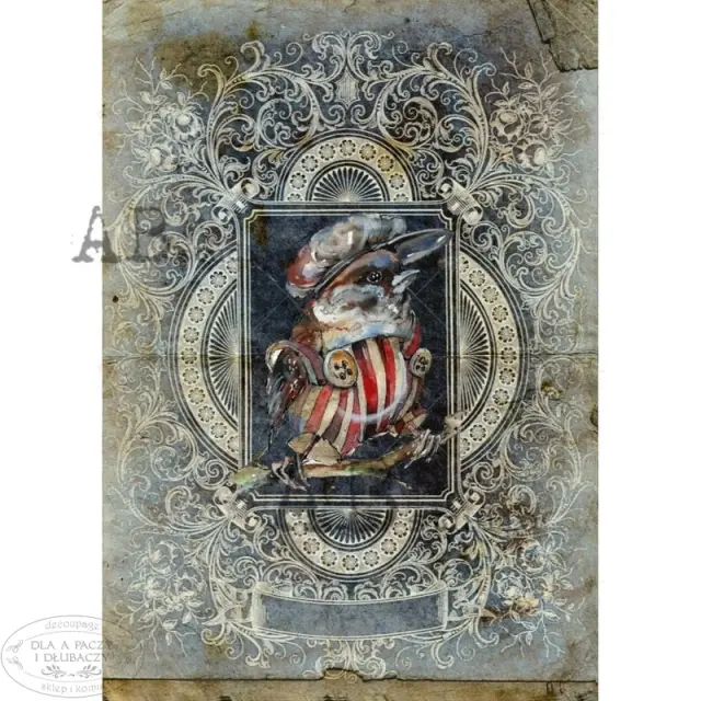 Ριζόχαρτο ντεκουπάζ AB Studio, 21x29cm, Vintage πουλάκι, AB0996