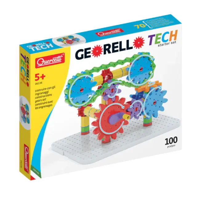 Quercetti Παιχνίδι Κατασκευών με Γρανάζια Georello Tech Starter Set 100τμχ (5+ ετών) 06136