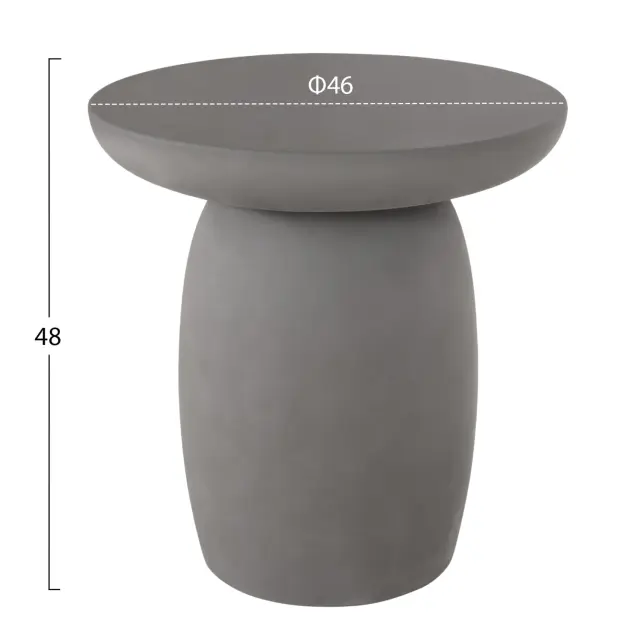 ΤΡΑΠΕΖΙ ΒΟΗΘΗΤΙΚΟ ΣΤΡΟΓΓΥΛΟ FB96593.01 ΓΚΡΙ FIBER CEMENT Φ46x48Υεκ. 2