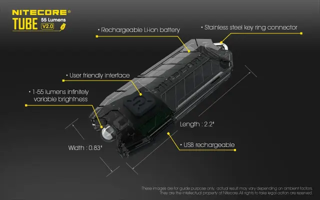 ΦΑΚΟΣ LED NITECORE TUBE s/n, Transparent, V2.0, 55lumens 2