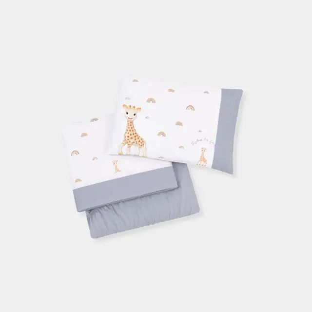Sophie La Girafe Σετ Σεντόνια Κούνιας Με Λάστιχο 3 τμχ 70cm * 140cm Σχ. 501 Μπλε-Γκρι