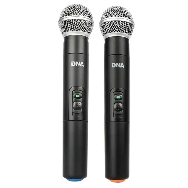DNA KVM 2 wireless microphone 2x handheld transmitter UHF sound system 518-542 MHz 2