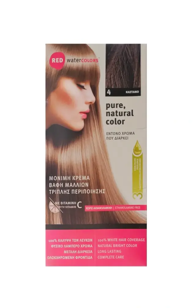 Red Water Colors Βαφή Μαλλιών Καστανό Νο4, 155ml