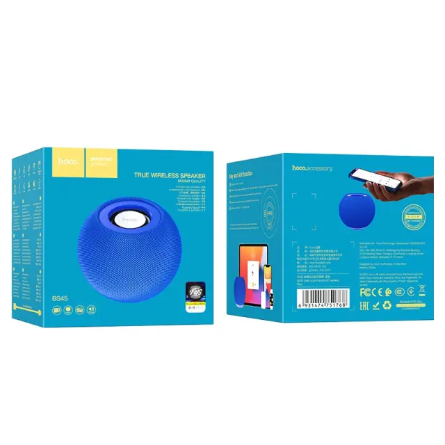 Φορητό Ηχείο Wireless Hoco BS45 Deep Sound Sports V5.0 TWS 5W 500mAh με Ενσωματωμένο Μικρόφωνο FM USB AUX θύρα Micro SD Μπλε 2