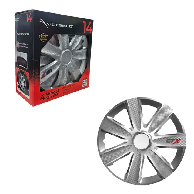 Versaco Σετ Τάσια Αυτοκινήτου 4τμχ 14" Ασημί - Wheel Covers 102666