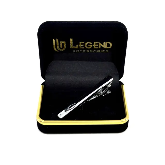 Ασημί Κλιπ Γραβάτας 6 cm με Σμάλτο – LGD-TC-125/6CM