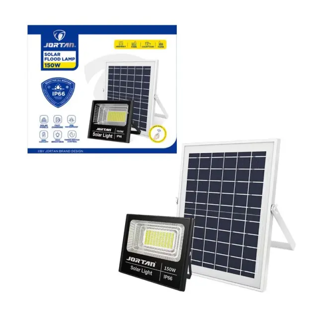 Jortan Ηλιακός Προβολέας Με Τηλεχειριστήριο LED 150W IP66- Solar Flood Lamp 0274004