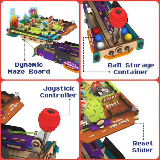 Smartivity Εκπαιδευτικό Παιχνίδι DIY Κατασκευή "Joystick Arcade Maze" Dino World και Space (6+ ετών) 797747 3