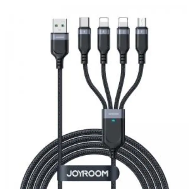 Καλώδιο Σύνδεσης USB 2.0 Joyroom S-1T4018A18 4 σε 1 Braided USB A σε Micro USB & USB C & 2xLightning 17.5W 1.2m Μαύρο N62584 2