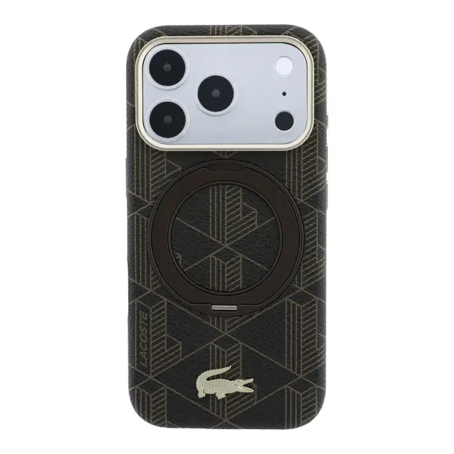 Lacoste PVC Semi Wrap Blend Ring Stand MagSafe Case for iPhone 18 Pro Light Gold 3