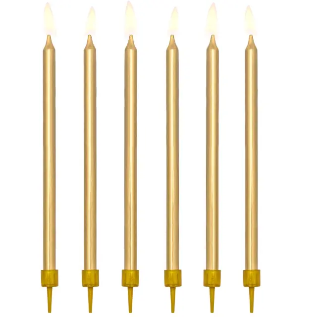 PartyDeco Κεριά Γενεθλίων - Απλό Χρυσό - 12,5εκ. 2
