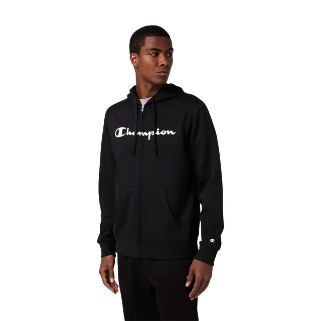 Champion Men's Fleece Full-Zip Script Logo Hoodie Μαύρο 221810-KK001 (Champion)