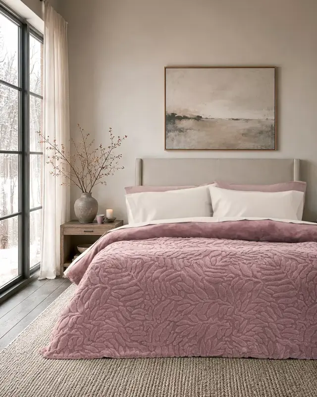 Παπλωματοθήκη 160x240 Μονή 440gsm Flannel Fleece Nima Reve Dusty Lilac 100% Πολυέστερ