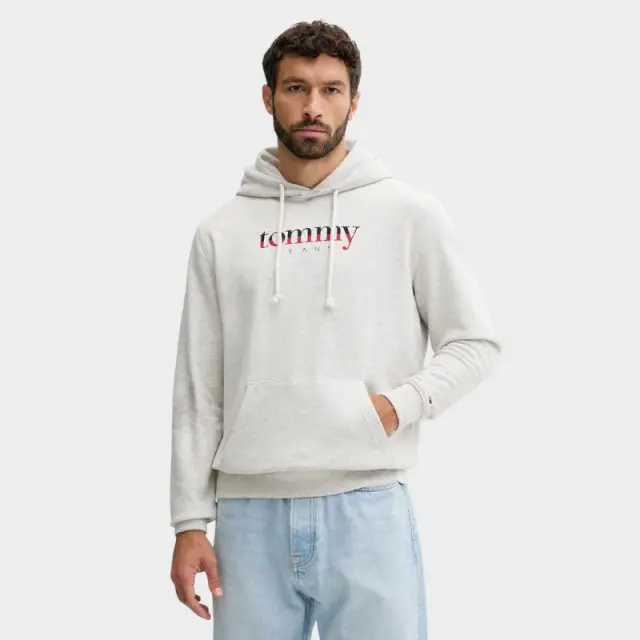 Tommy Hilfiger - Ανδρικό Φούτερ Logo Drawstring Terry Hoodie Regular Fit DM0DM22113-P09 Γκρι - 2XL
