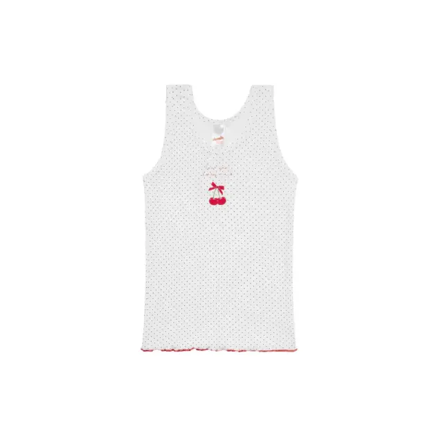 Minerva Παιδικό Φανελάκι Κορίτσι Αμάνικο Love Cherry, Χρώμα White-Black Dots