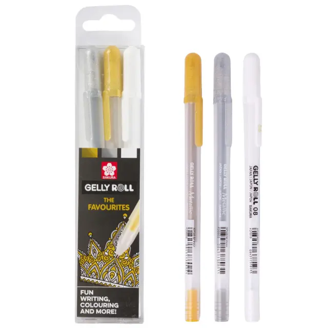 Σετ 3 Gel Στυλό Sakura Gelly Roll Gold Silver White 08
