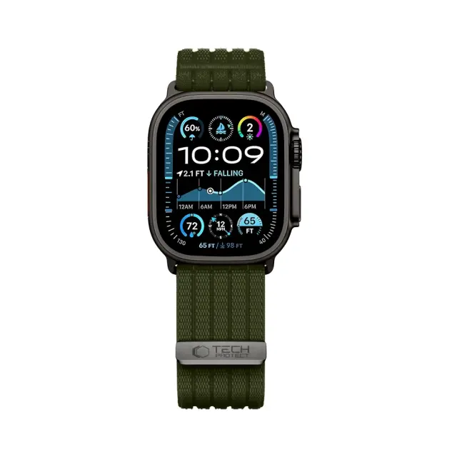 Tech-protect Nylon Sport Apple Watch 8 / 9 / 10 / 11 / 12 / Se / Ultra (44 / 45 / 46 / 49 Mm) Military Green 3