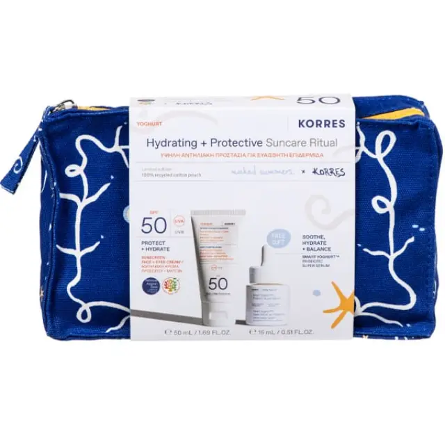KORRES HYDRATING + PROTECTIVE SUNCARE RITUAL- Yoghurt SPF50 Αντηλιακή Κρέμα Προσώπου & Ματιών 50ml + ΔΩΡΟ Smart Yoghurt Super Serum 15ml & Νεσεσέρ