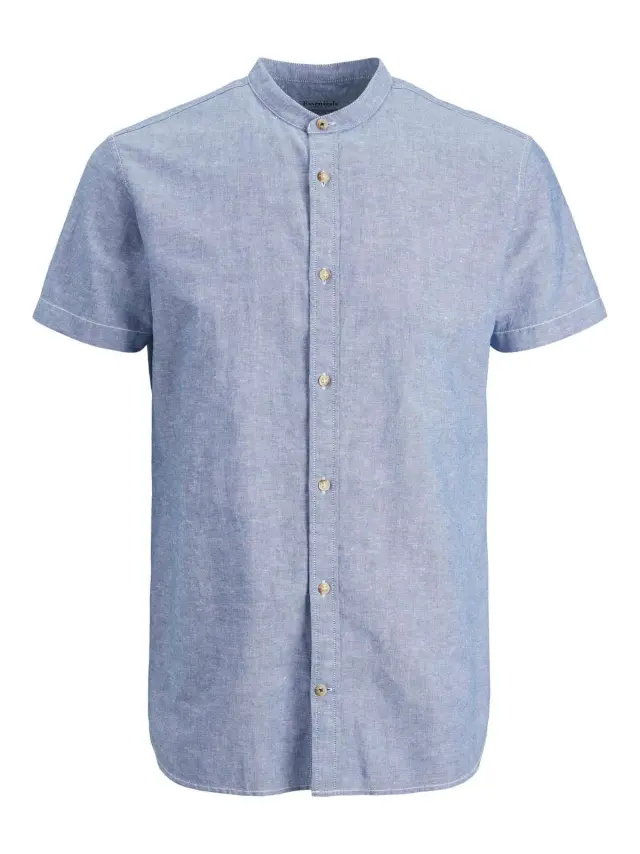 JJESUMMER BAND SHIRT S/S S23 Faded Denim - S