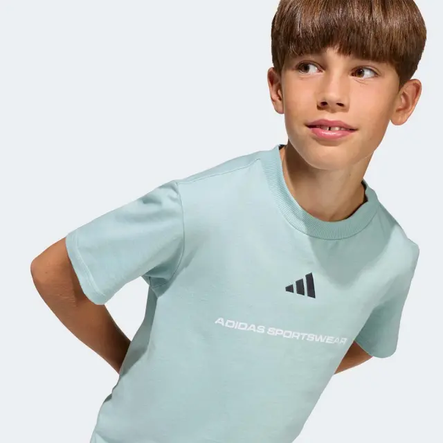 adidas Sportswear Boy's Slogan Single Jersey Tee Πράσινο Ανοιχτό KG5190 (adidas Sportswear) 3