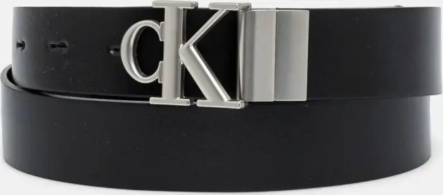Calvin Klein Γυναικεία Μεσαία Δερμάτινη Ζώνη Αναστρέψιμη με Μονόγραμμα Μαύρη 80cm