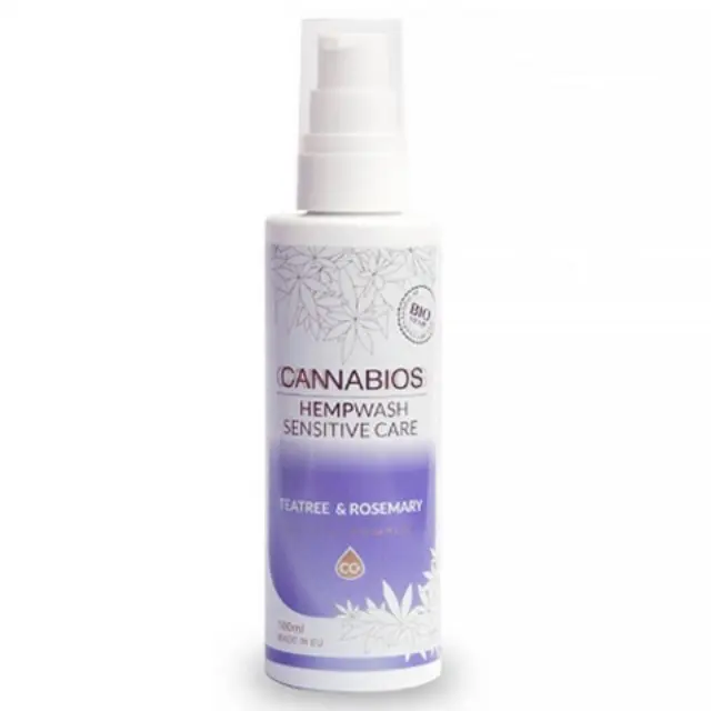 Cannabios HempWash Sensitive Care CBD Σαμπουάν, Αφρόλουτρο & Ευαίσθητη Περιοχή 2 σε 1 Teatree 100ml