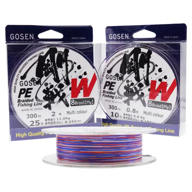 Νήμα Gosen W8 – 300 m Πολυχρωμο 8‑κλωνο PE με 4S τεχνολογία, για Casting & Jigging 0.8 3
