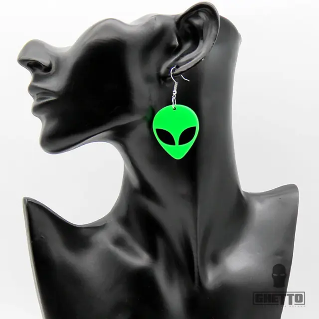 Ghetto Acrylic Alien Head Earrings 3