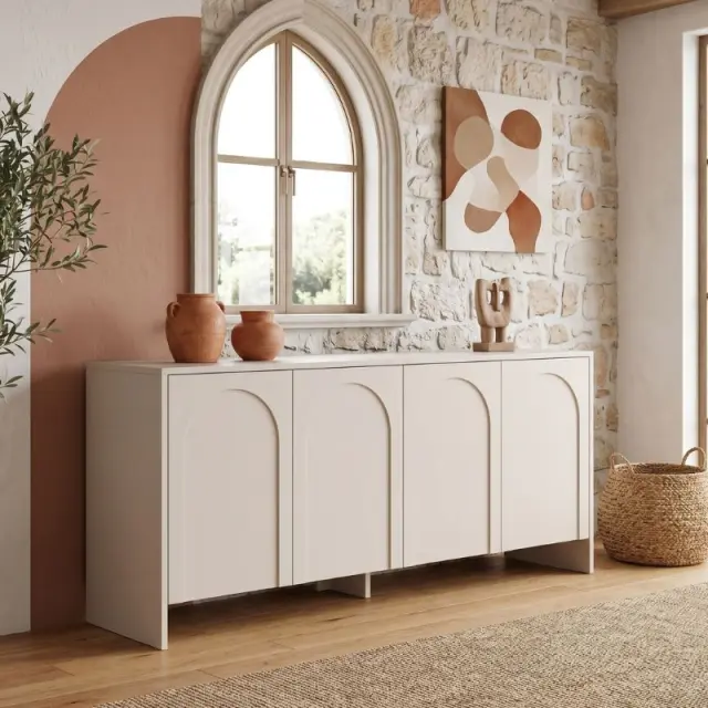 Μπουφές Aurelia Megapap χρώμα κρεμ 180x45x80εκ.