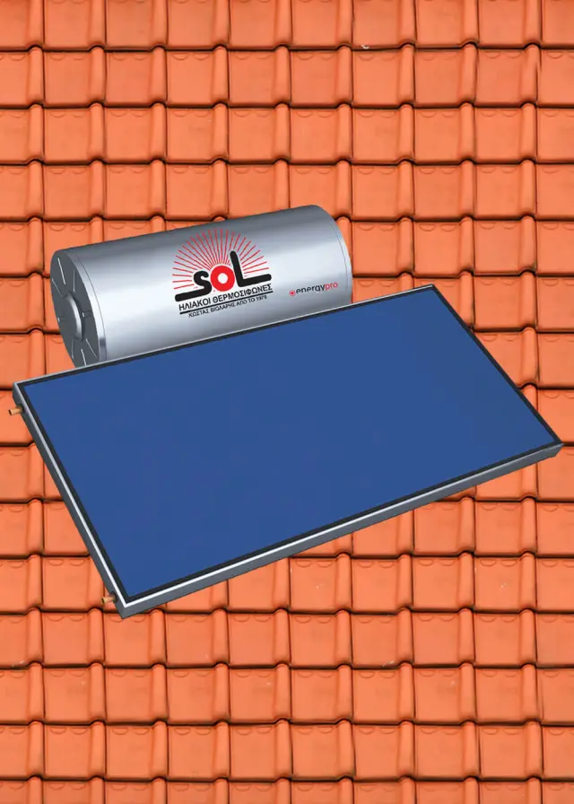 Ηλιακός Θερμοσίφωνας SOL-Violaris EnergyPro 120lt/2.0m² Glass Οριζόντιος Συλλέκτης Επιλεκτικός Τιτανίου FULL PLATE (Ενιαίο Πάνελ) Διπλής Ενέργειας Χαμηλού Ύψους Κεραμοσκεπής