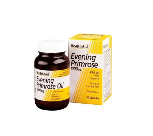 HealthAid Evening Primrose Oil 1000 mg & Vitamin E – Έλαιο Νυχτολούλουδου & Βιταμίνη E για Ορμονική Ισορροπία & Υγεία Δέρματος, 30 Κάψουλες
