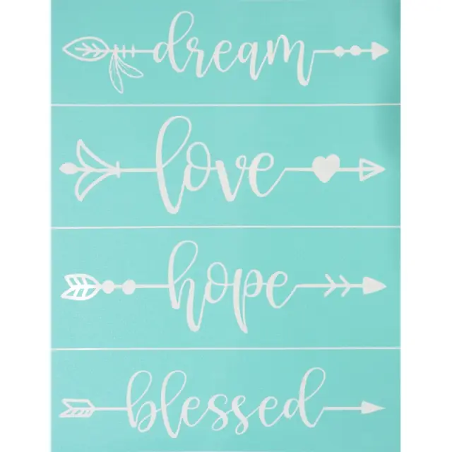 Αυτοκόλλητο στένσιλ Silk screen Stencil 215x275mm, Dream, Love, Hope, Blessed